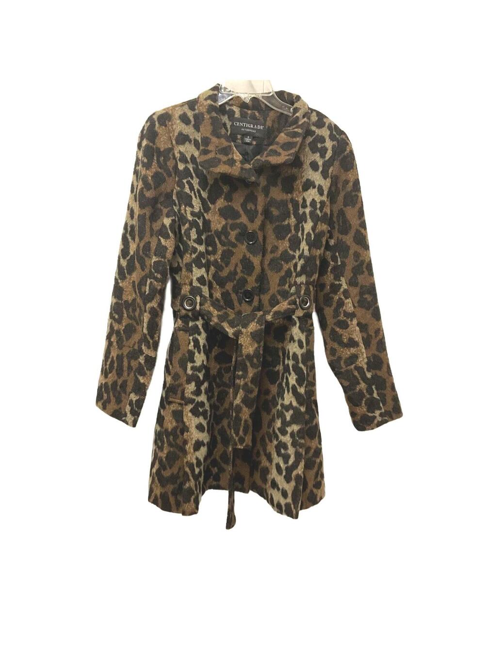 Centigrade Outerwear Women's Size Small Plush Tan Black Belted Overcoat Jacket